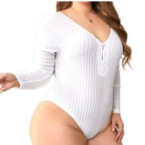 Sexy Plus Button Front Raglan Sleeve Bodysuit sz 3x